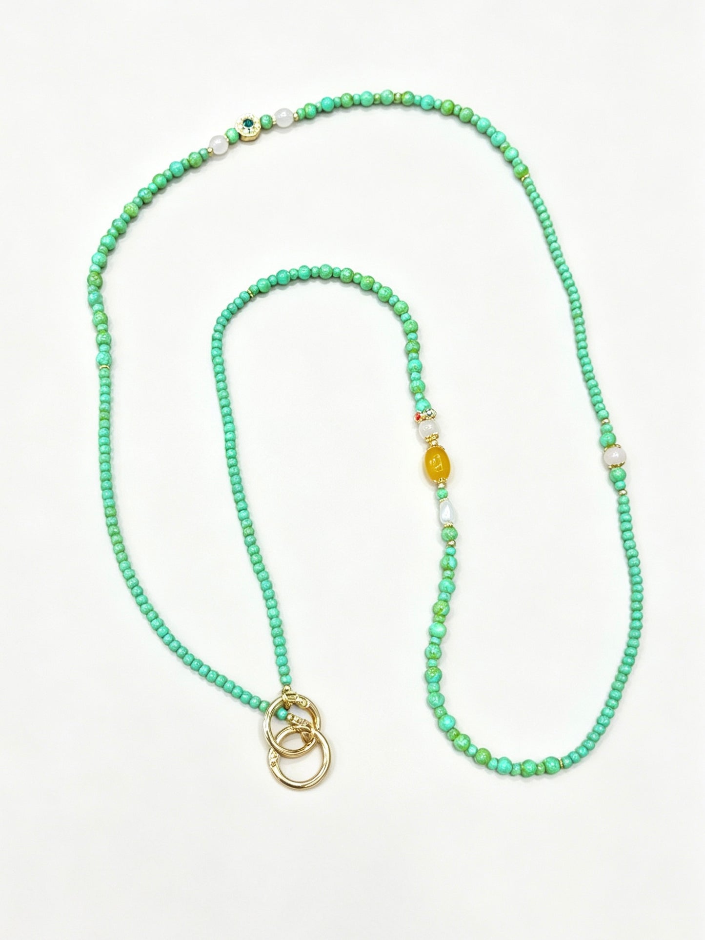 Mint green beaded phone lanyard