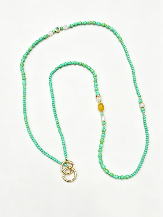 Mint green beaded phone lanyard