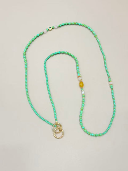 Mint green beaded phone lanyard