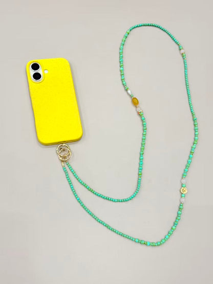 Mint green beaded phone lanyard
