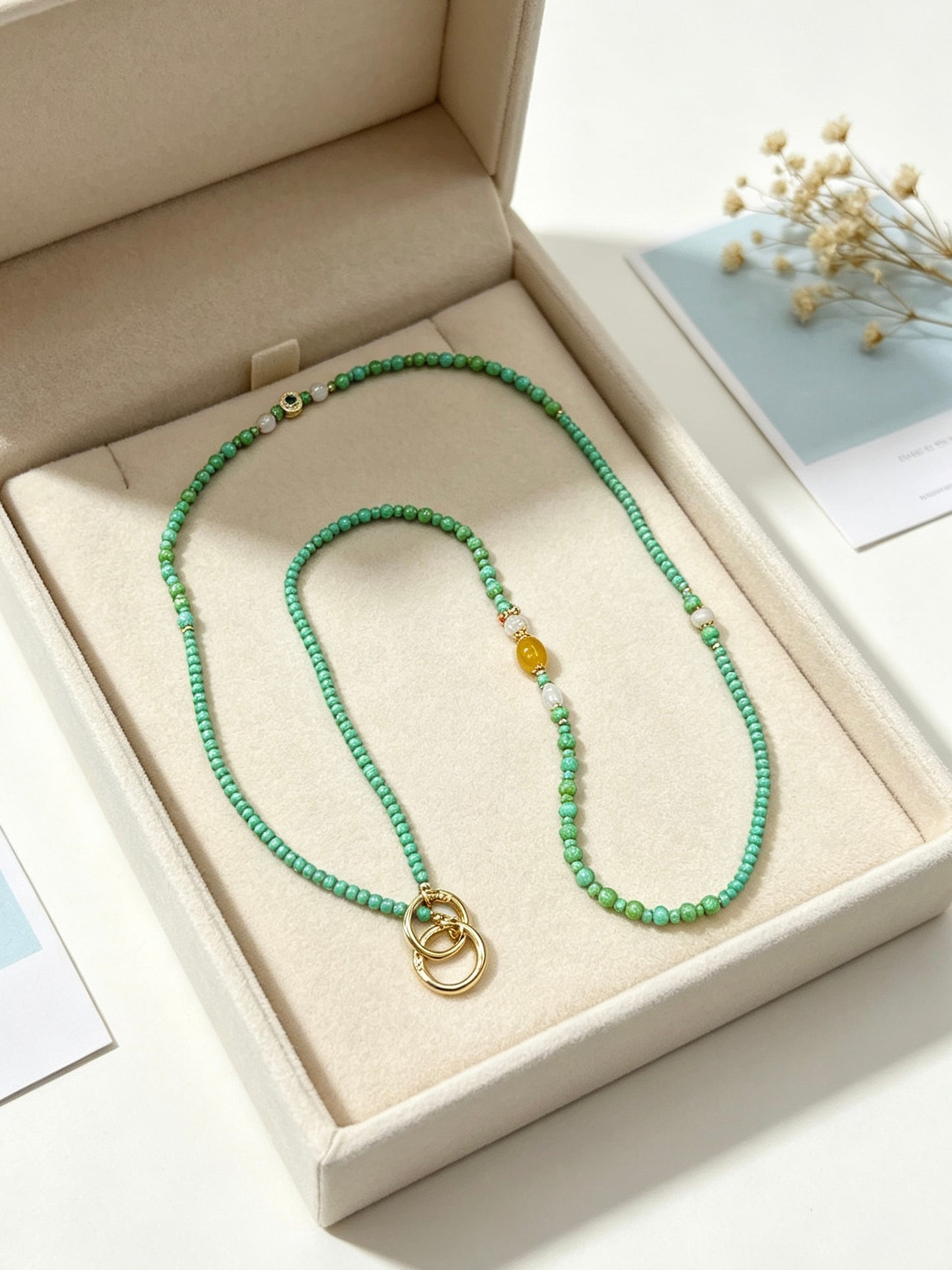 Mint green beaded phone lanyard