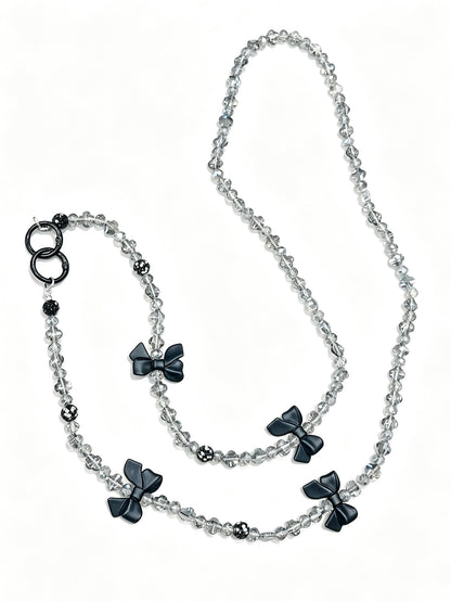 Crystal phone lanyard with black bows